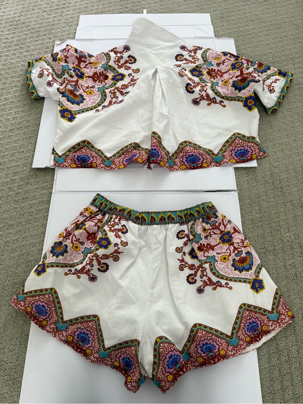 Cleobella White Floral Embroidered Two-Piece Set with Pink, Blue, Green Accents - Picture 6 of 6